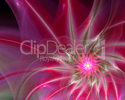 Abstract fractal design.Spiral red star in dark.
