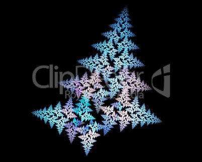 Abstract fractal design. Blue fir on black.