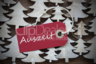 Red Christmas Label With Auszeit Means Downtime