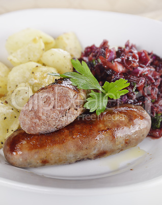 Bratwurst with Cabbage and Potatoes