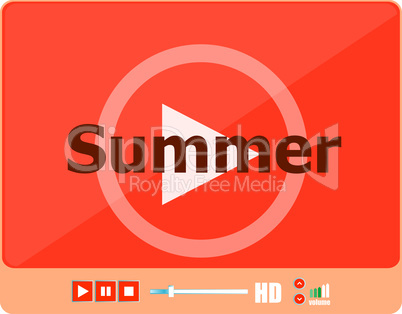 Video player for web with word summer on it, holiday or technology card