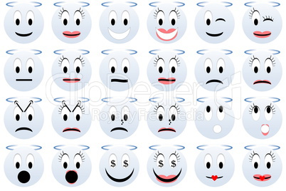 Angels emoticons set or collection