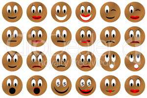 Brown emoticons set or collection