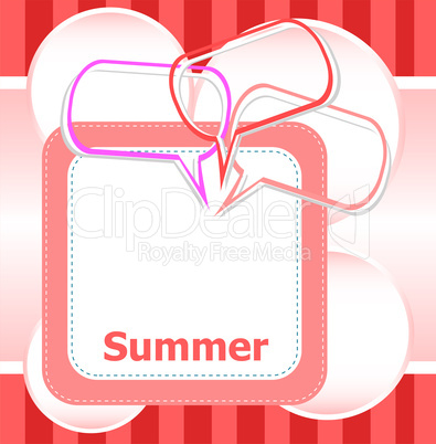 poster Hello summer time and abstract speech bubbles set