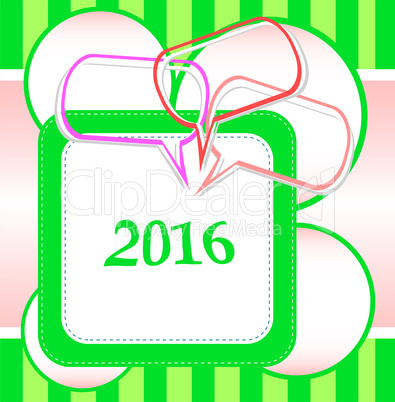 2016 New Year card design with abstract speech bubbles set