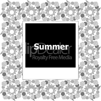 summer background, summer words on empty photo frame, summer holiday