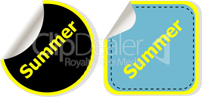 Word summer concept on button. Banner, web button or message for online web site, presentation or application