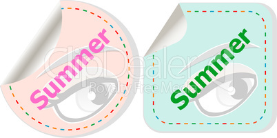 Word summer concept on button. Banner, web button or message for online web site, presentation or application