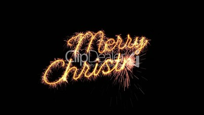 sparkler text animation merry christmas new year greeting loopable