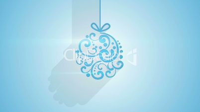 blue flat christmas ball decoration with long shadows