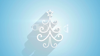 christmas tree shape with long shadows on blue