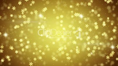 golden snowfall glowing snowflakes seamless loop