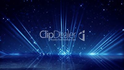 blue light beams and shimmering particles loopable background