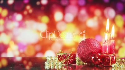 christmas decorations and glowing bokeh seamless loop
