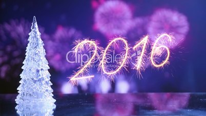 new year 2016 greetings and fireworks loop