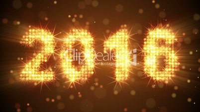 new year 2016 greeting glowing orange particles loop