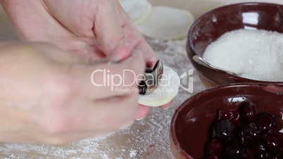 Making of dumplings with a cherry, HD, 1920х1080