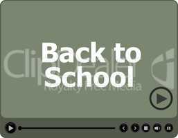 Back to school words on media player isolated on white, education concept