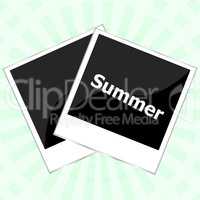 summer background, summer words on empty photo frame, summer holiday