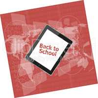 Tablet PC with back to school word on it, education concept
