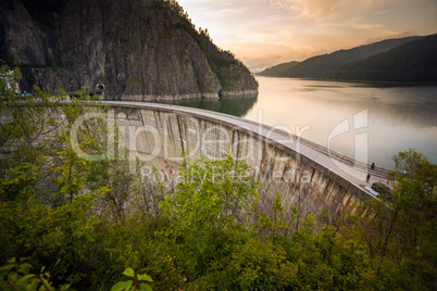 Artificial Lake behind the Bicaz Dam at sunset