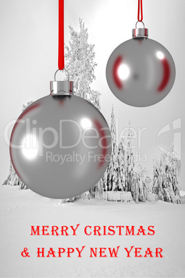 Christmas card with glass balls