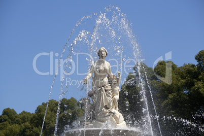 Closeup of statue Latona fountain at Herrenchiemsee, Bavaria