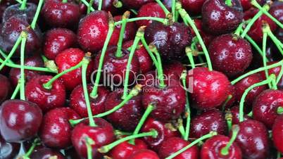 Fresh, ripe, juicy cherries. Rotate of clockwise. Loopable. HD 1080