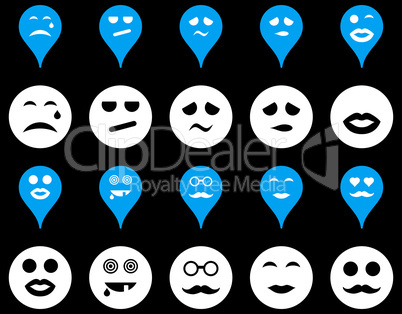 Smiles, map markers icons