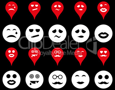 Smiles, map markers icons