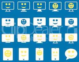 Smiles, monitors, mobile icons