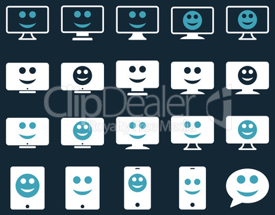 Smiles, monitors, mobile icons