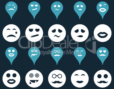 Smiles, map markers icons