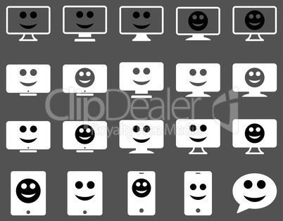 Smiles, monitors, mobile icons