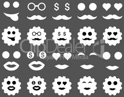 Tool, gear, smile, emotion icons