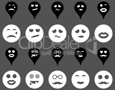 Smiles, map markers icons