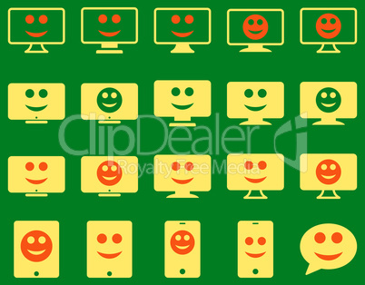 Smiles, monitors, mobile icons