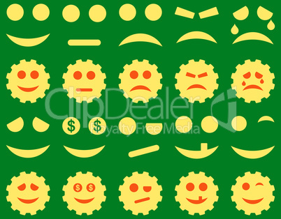 Tools, gears, smiles, emoticons icons