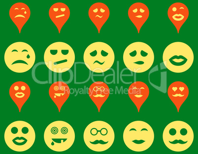 Smiles, map markers icons