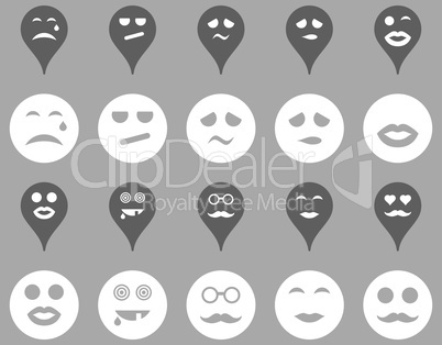 Smiles, map markers icons