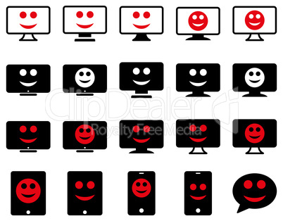 Smiles, monitors, mobile icons