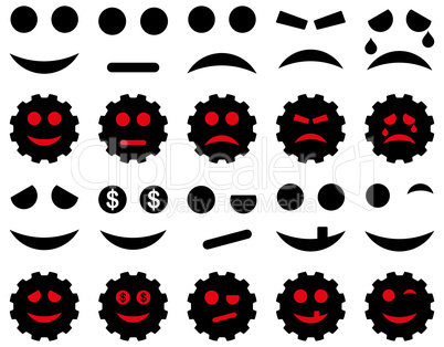 Tools, gears, smiles, emoticons icons