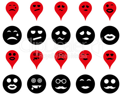 Smiles, map markers icons