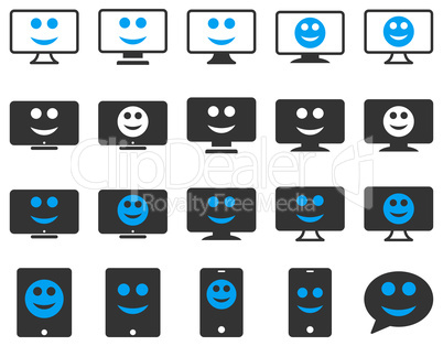 Smiles, monitors, mobile icons