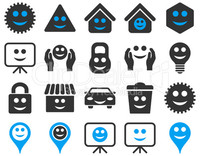 Tools, options, smiles, objects icons