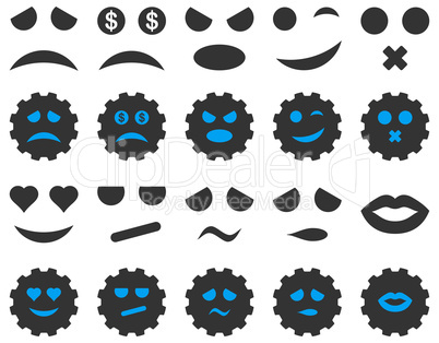 Tool, gear, smile, emotion icons