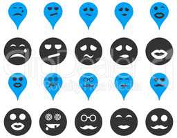 Smiles, map markers icons