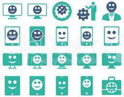 Tools, options, smiles, displays, devices icons