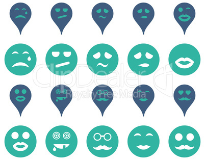 Smiles, map markers icons