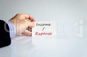 Income expense Text Concept